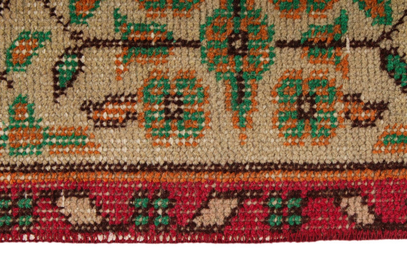 6x9 Green and Red Turkish Anatolian Rug