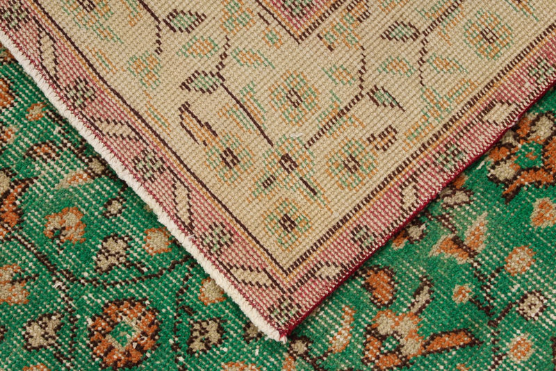 6x9 Green and Red Turkish Anatolian Rug