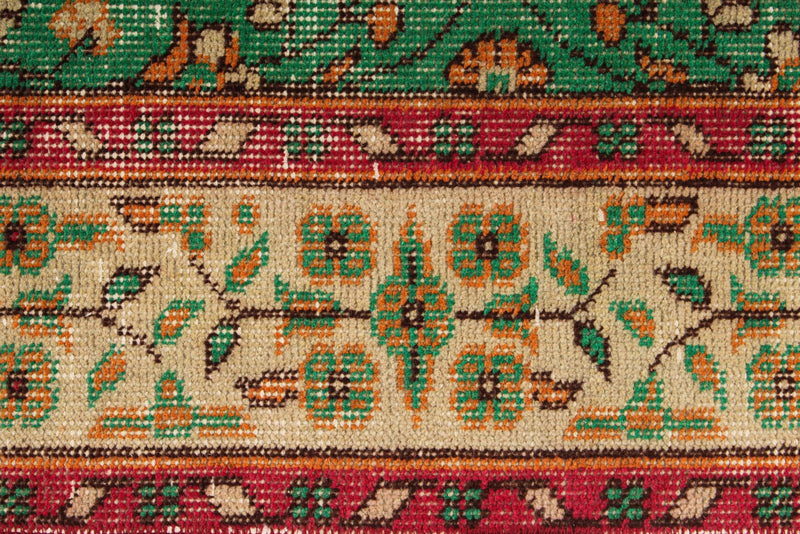 6x9 Green and Red Turkish Anatolian Rug