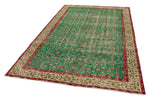 6x9 Green and Red Turkish Anatolian Rug