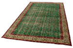 6x9 Green and Red Turkish Anatolian Rug