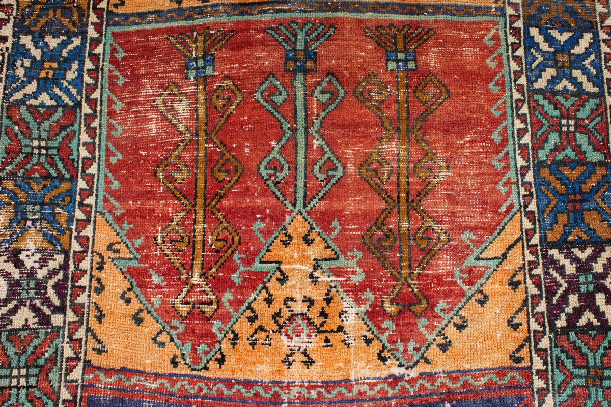 5x13 Multicolor and Orange Anatolian Turkish Tribal Runner