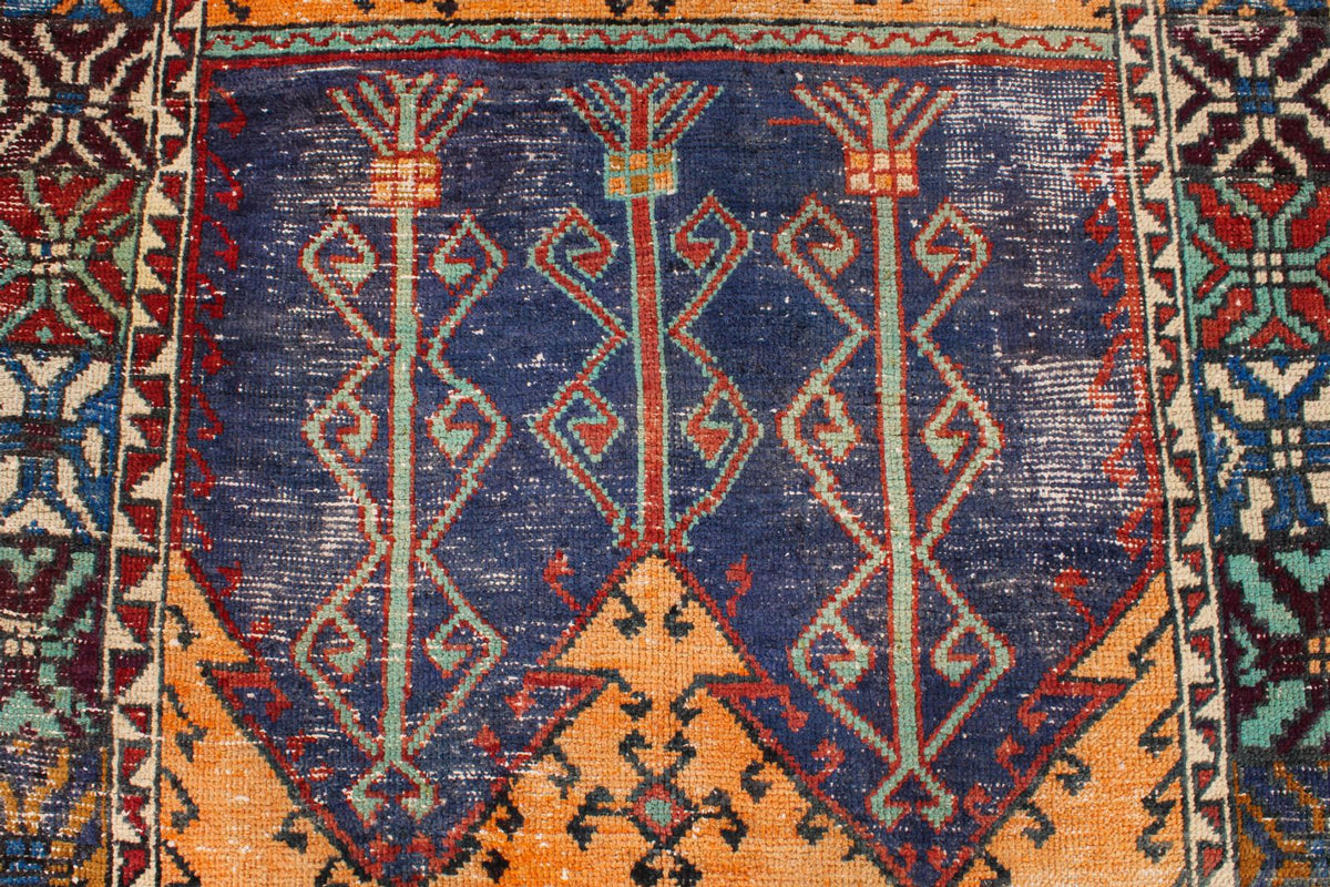 5x13 Multicolor and Orange Anatolian Turkish Tribal Runner