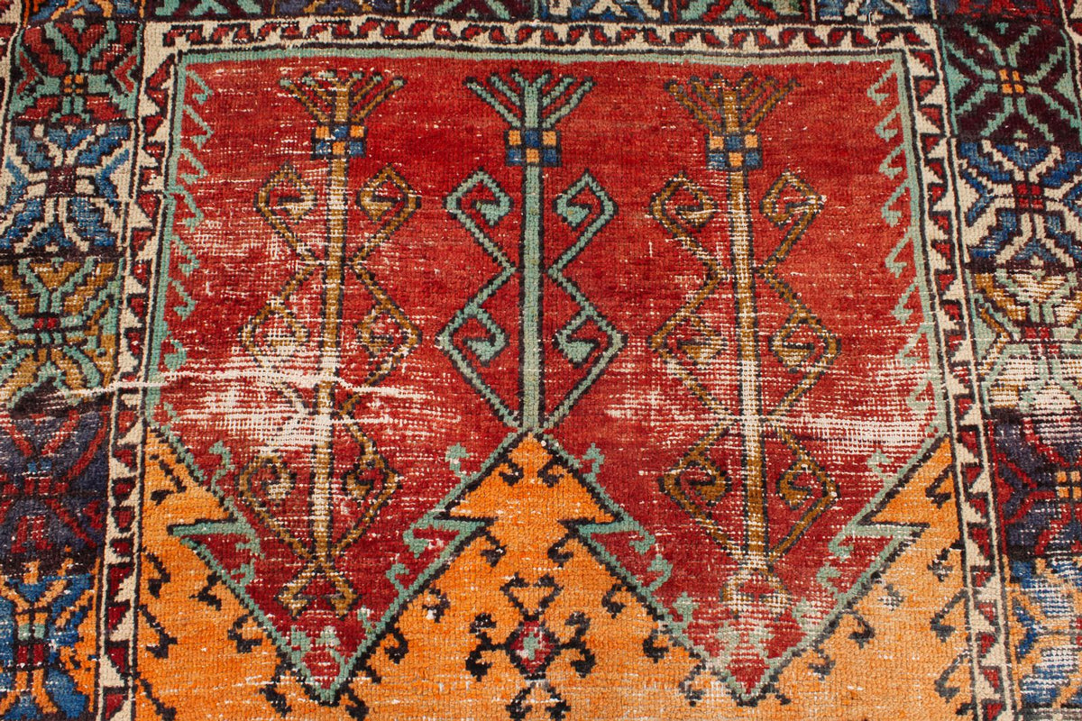 5x13 Multicolor and Orange Anatolian Turkish Tribal Runner