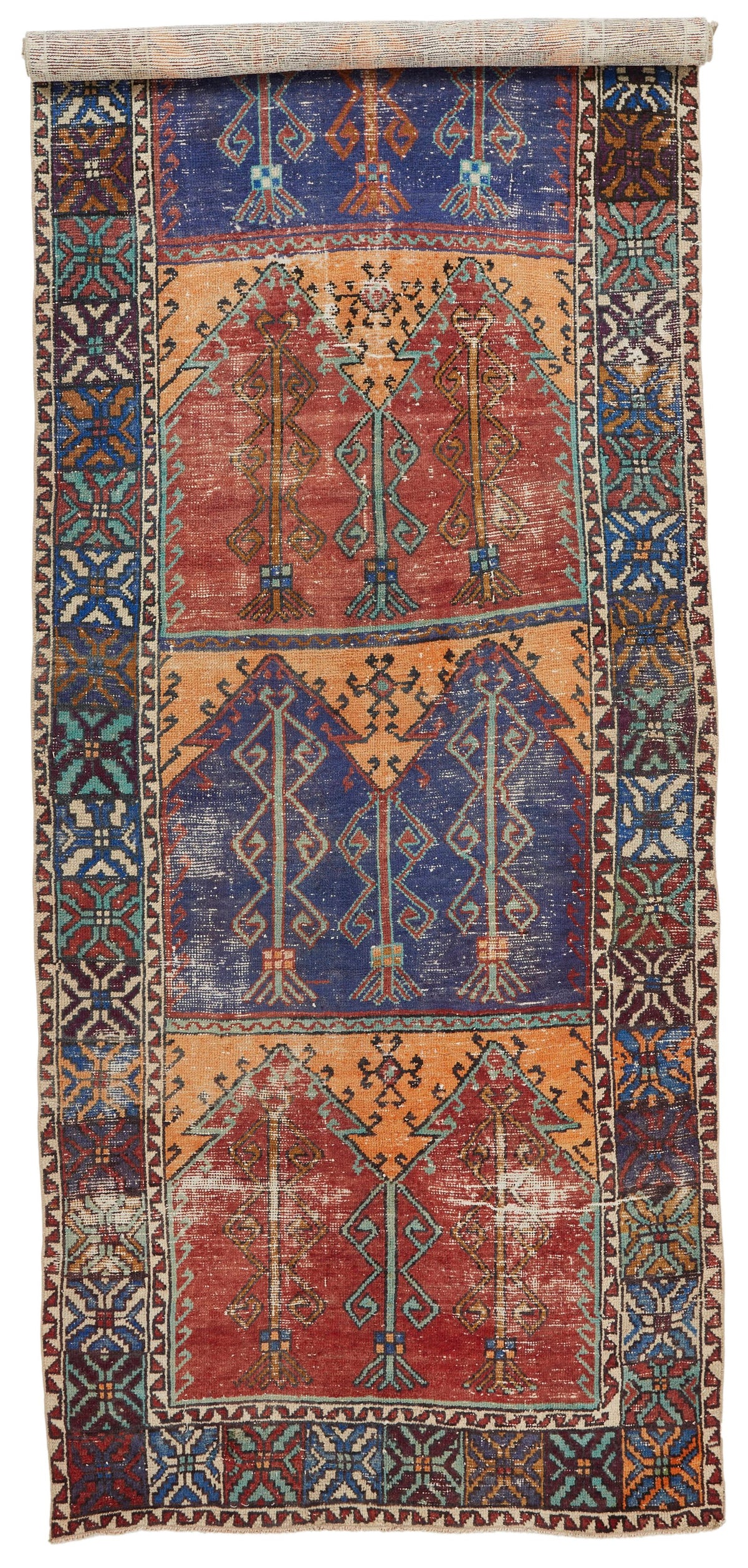 5x13 Multicolor and Orange Anatolian Turkish Tribal Runner