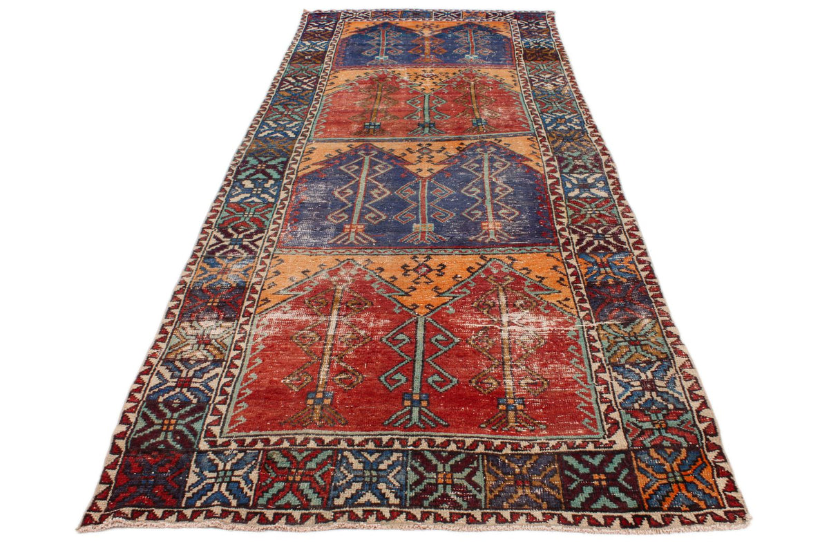 5x13 Multicolor and Orange Anatolian Turkish Tribal Runner
