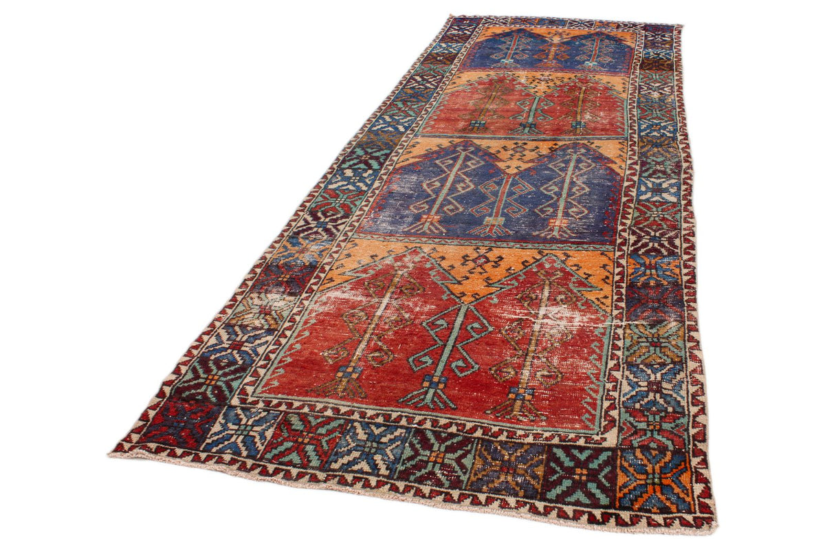 5x13 Multicolor and Orange Anatolian Turkish Tribal Runner
