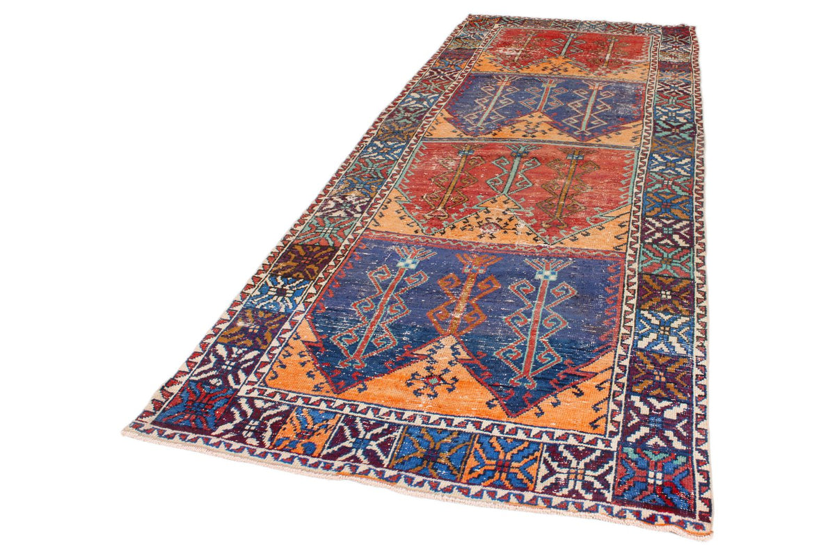5x13 Multicolor and Orange Anatolian Turkish Tribal Runner