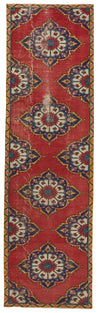 4x12 Red and Navy Anatolian Turkish Tribal Runner