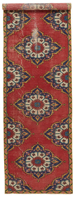 4x12 Red and Navy Anatolian Turkish Tribal Runner