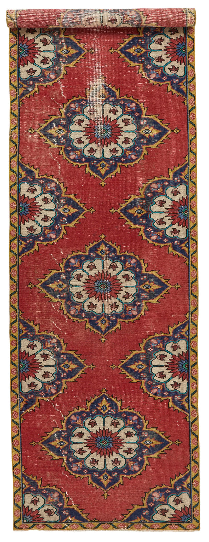 4x12 Red and Navy Anatolian Turkish Tribal Runner