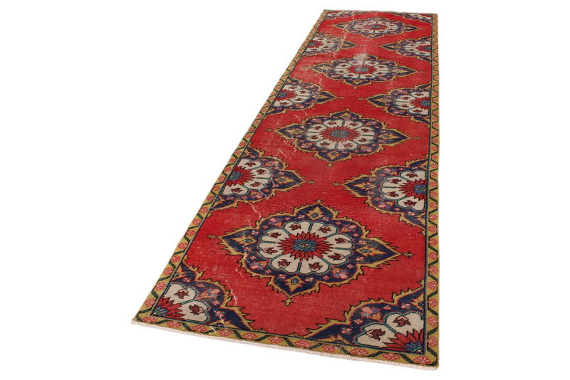 4x12 Red and Navy Anatolian Turkish Tribal Runner