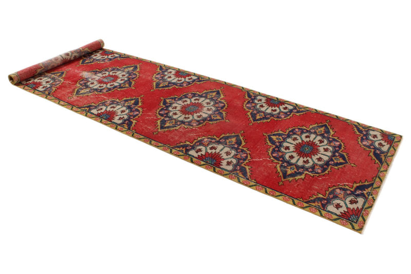 4x12 Red and Navy Anatolian Turkish Tribal Runner