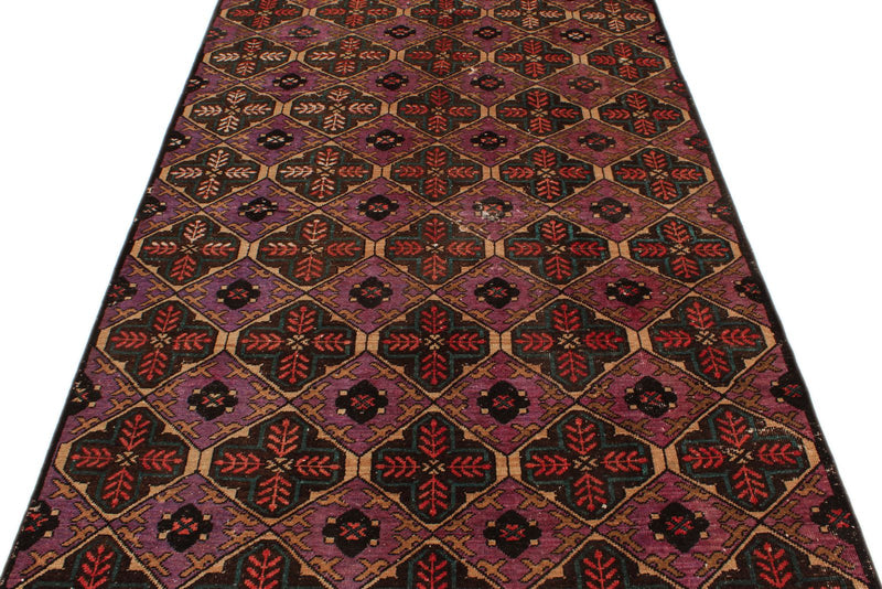 5x10 Purple and Rust Turkish Anatolian Rug