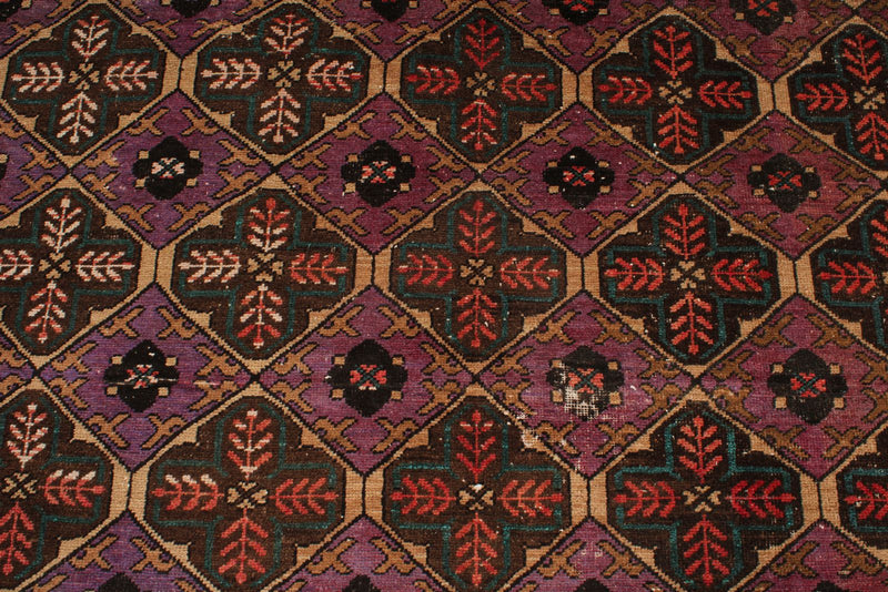 5x10 Purple and Rust Turkish Anatolian Rug