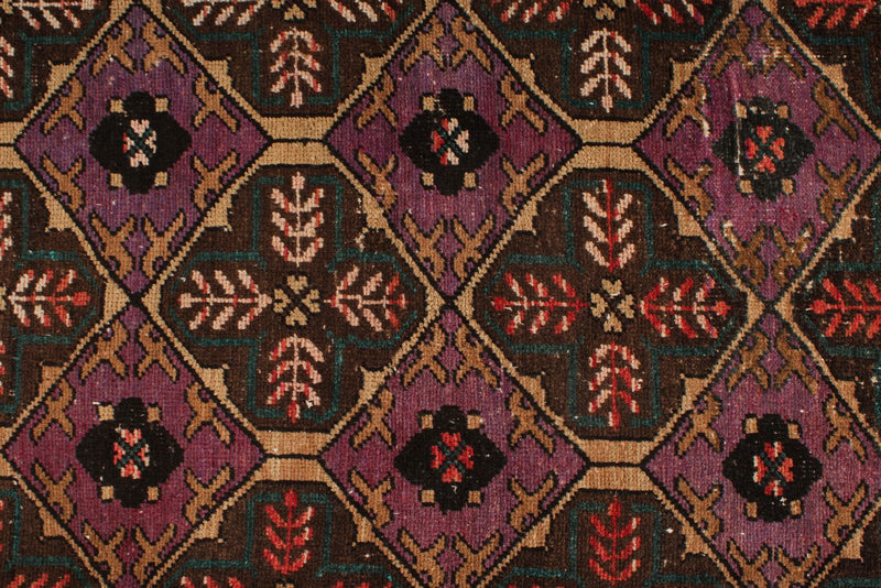 5x10 Purple and Rust Turkish Anatolian Rug