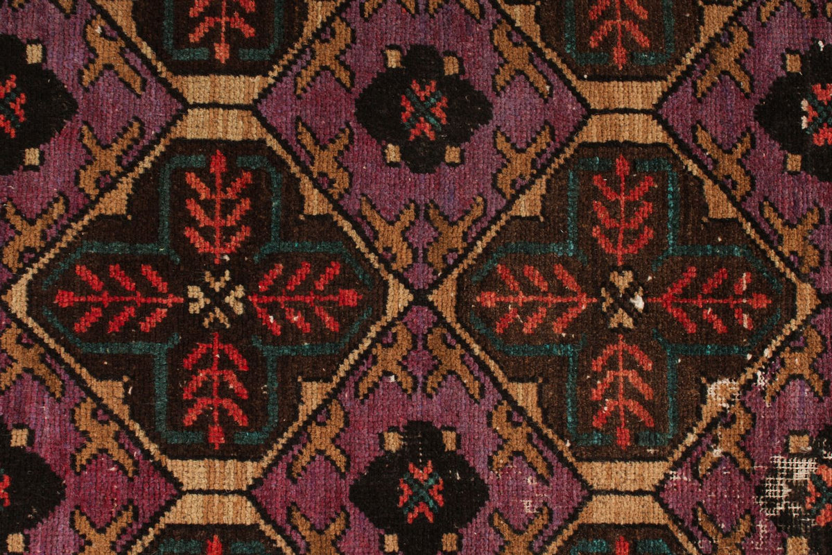 5x10 Purple and Rust Turkish Anatolian Rug
