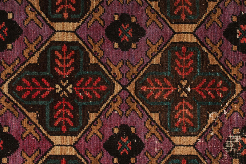 5x10 Purple and Rust Turkish Anatolian Rug