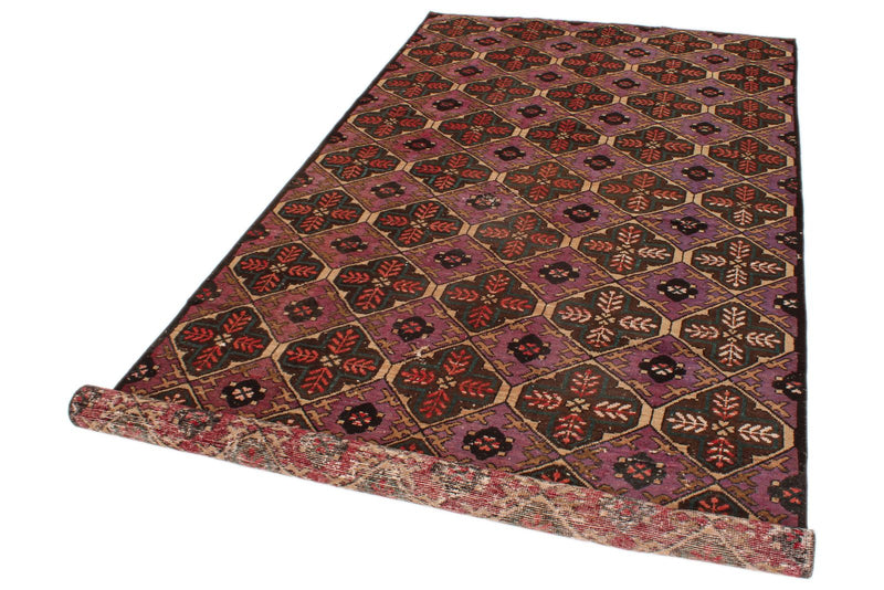 5x10 Purple and Rust Turkish Anatolian Rug