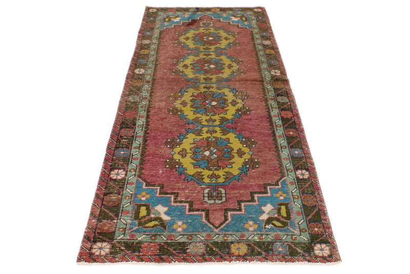 3x9 Dark Rust and Multicolor Anatolian Turkish Tribal Runner