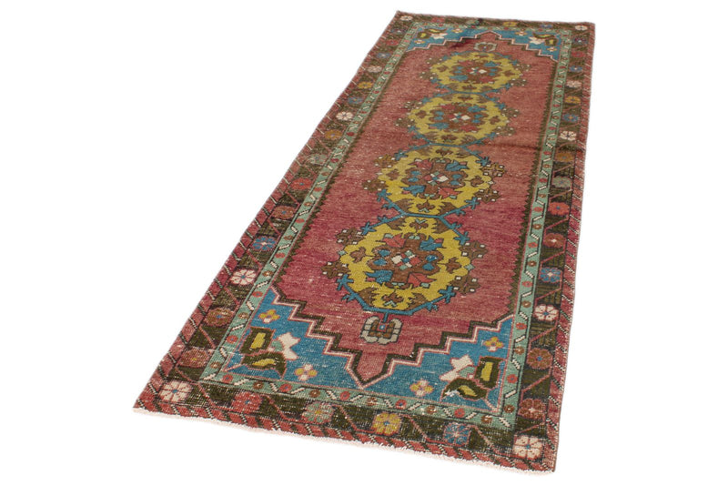 3x9 Dark Rust and Multicolor Anatolian Turkish Tribal Runner