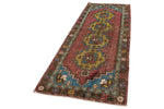 3x9 Dark Rust and Multicolor Anatolian Turkish Tribal Runner