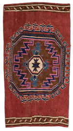 3x5 Dark Red and Multicolor Turkish Patchwork Rug