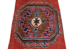 3x5 Dark Red and Multicolor Turkish Patchwork Rug