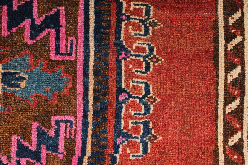 3x5 Dark Red and Multicolor Turkish Patchwork Rug