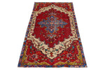 3x7 Red and Blue Turkish Overdyed Runner