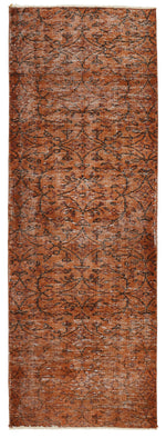 2x7 Orange and Light Brown Turkish Overdyed Runner