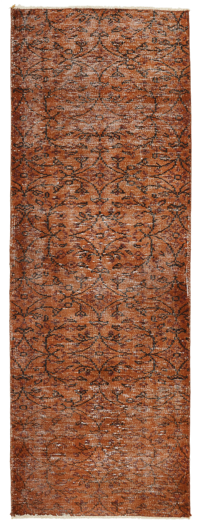 2x7 Orange and Light Brown Turkish Overdyed Runner