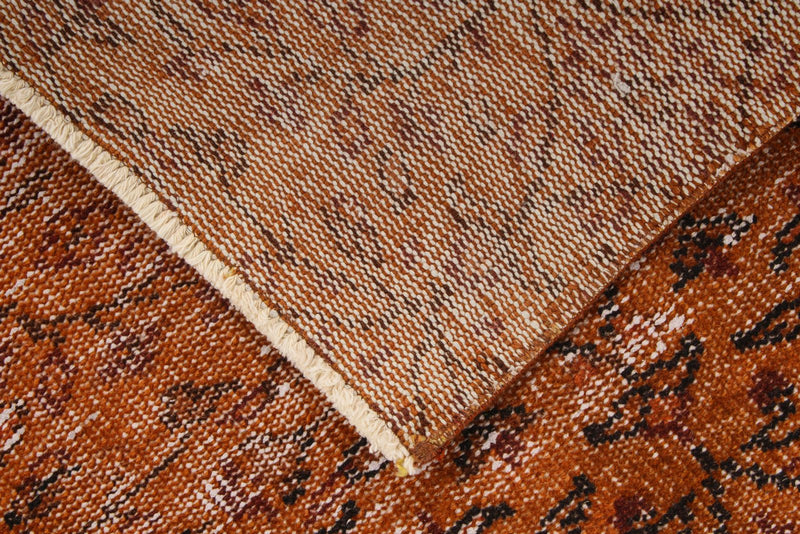 2x7 Orange and Light Brown Turkish Overdyed Runner