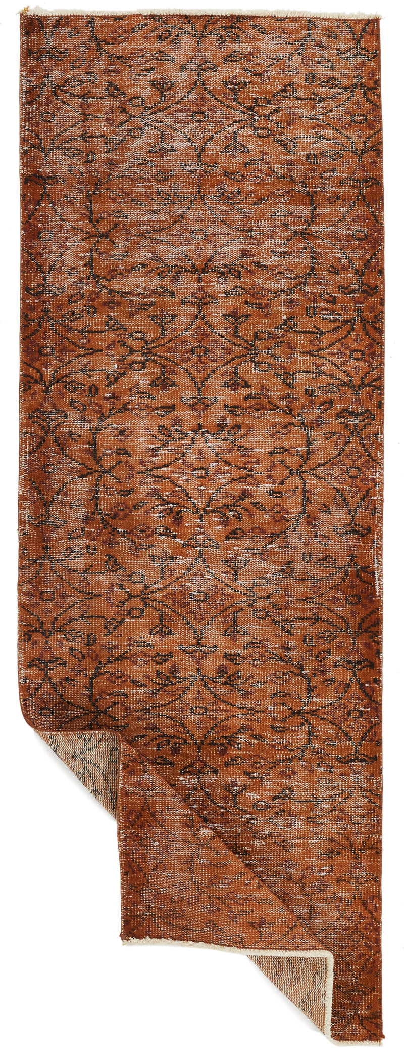 2x7 Orange and Light Brown Turkish Overdyed Runner