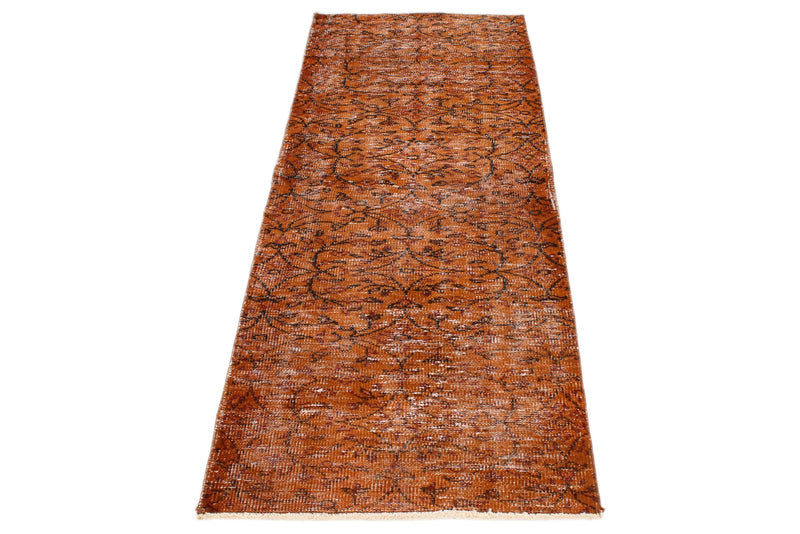 2x7 Orange and Light Brown Turkish Overdyed Runner