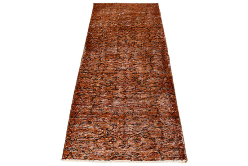 2x7 Orange and Light Brown Turkish Overdyed Runner