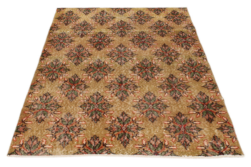 4x6 Camel and Multicolor Turkish Anatolian Rug