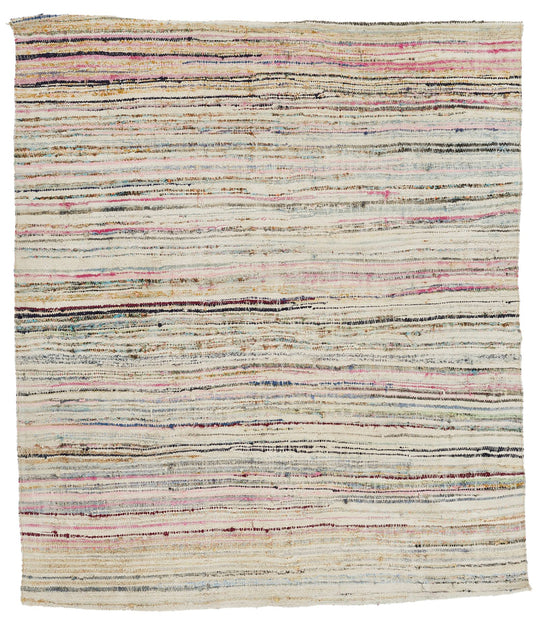 5x6 Multicolor and White Turkish Tribal Rug