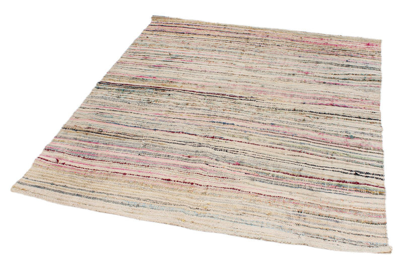 5x6 Multicolor and White Turkish Tribal Rug