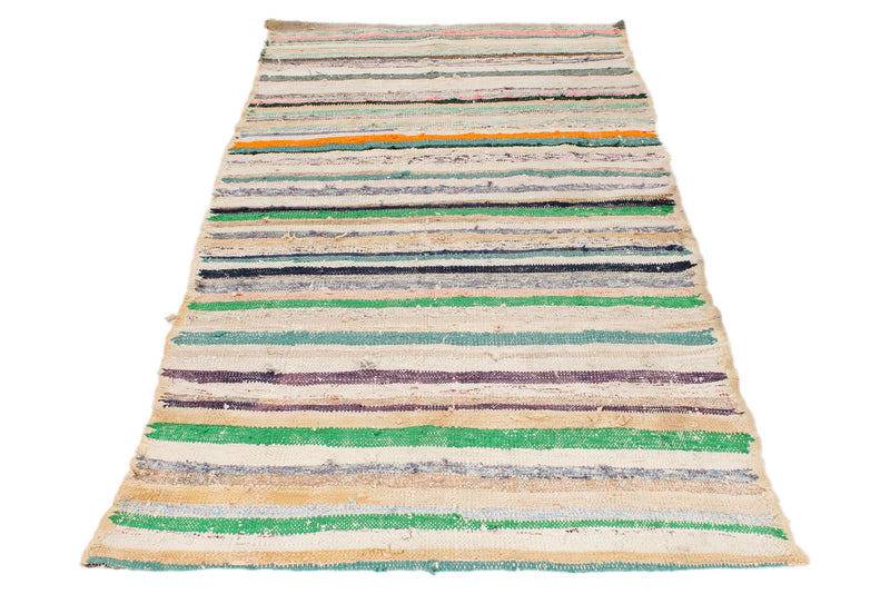 3x7 Multicolor and Ivory Turkish Tribal Runner