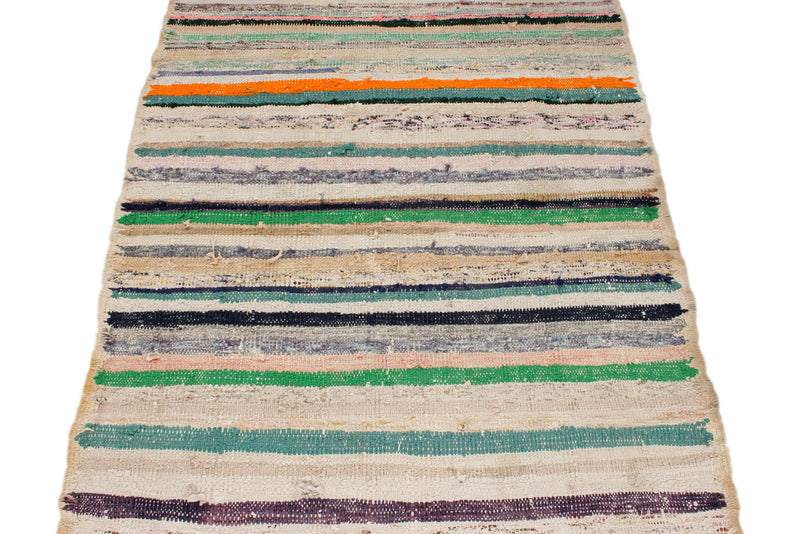 3x7 Multicolor and Ivory Turkish Tribal Runner