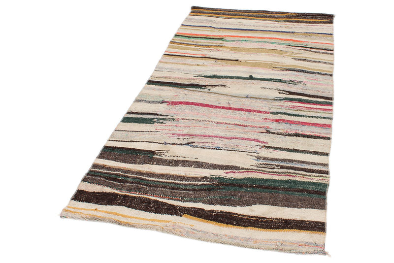 3x7 Multicolor and Ivory Turkish Tribal Runner