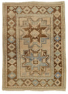 4x6 Light Brown and Brown Anatolian Turkish Tribal Rug