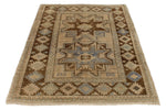 4x6 Light Brown and Brown Anatolian Turkish Tribal Rug