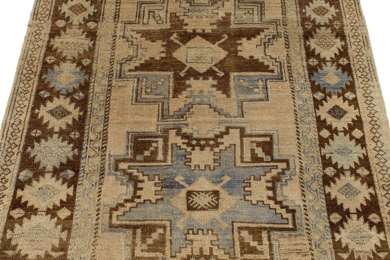 4x6 Light Brown and Brown Anatolian Turkish Tribal Rug