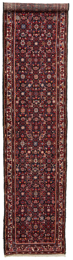 3x14 Burgundy and Multicolor Turkish Oushak Runner