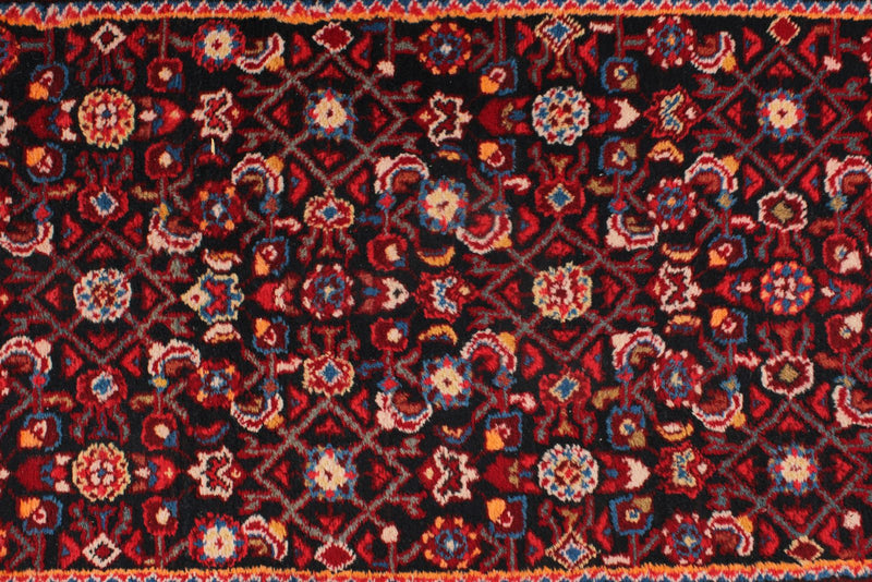 3x14 Burgundy and Multicolor Turkish Oushak Runner