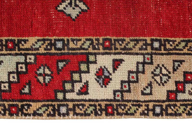 3x10 Red and Multicolor Turkish Overdyed Runner