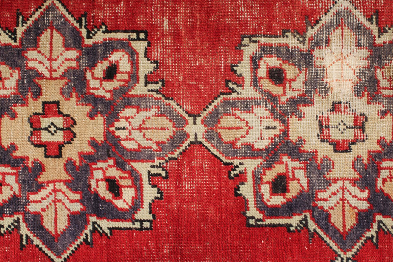 3x10 Red and Multicolor Turkish Overdyed Runner