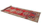 3x10 Red and Multicolor Turkish Overdyed Runner